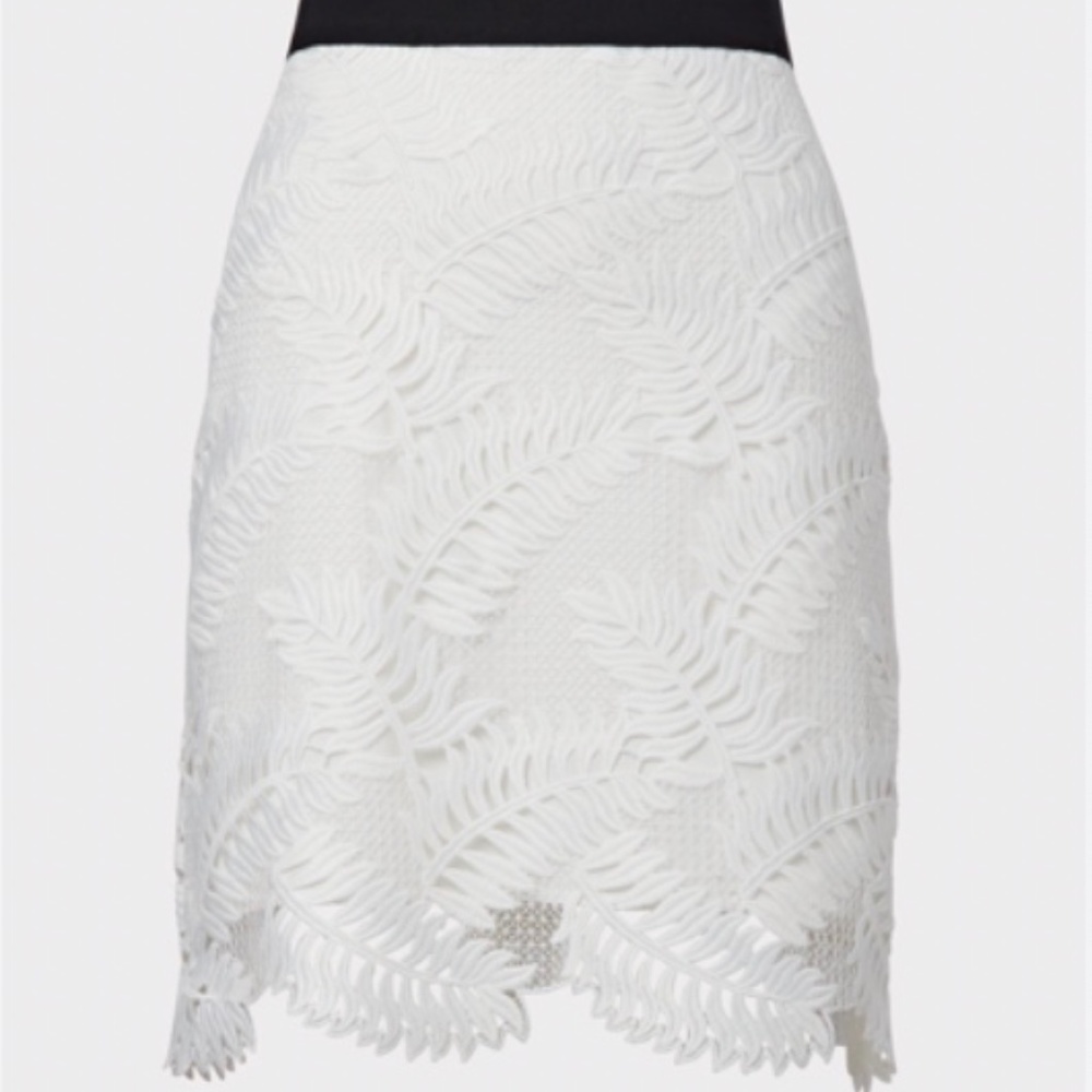 Milly Tropical Palm Lace Mini Skirt- White XL